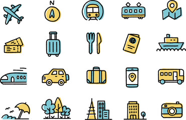 旅行に関連したアイコンセット