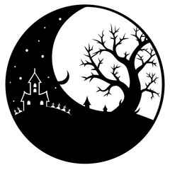A halloween themed moon phase silhouette vector illustration 