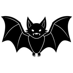 A vampire bat with tiny fang silhouette vector illustration 