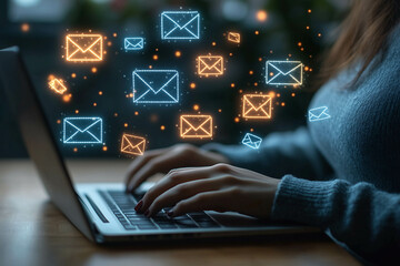 A person using an email security app on their laptop