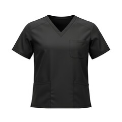 Naklejka premium Realistic Medical Scrubs Mockup – Black Short-Sleeve Top with Natural Fabric Details