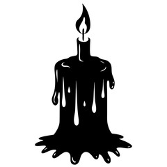 Candle dripping wax forming creepy shape silhouette vector illustration