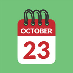 October 23 Calendar icon vector illustration.