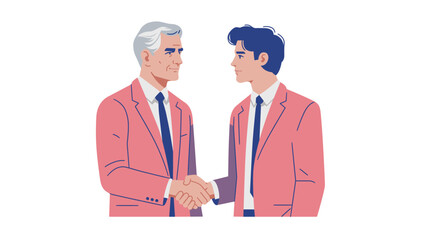 Two business people shaking hands, Senior man and young man