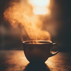 Fototapeta premium Warm drink steam cozy cup