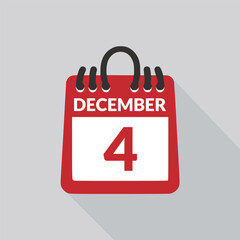 December 4 Calendar icon vector illustration.