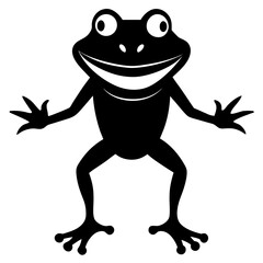 Frog with a goofy smile silhouette vector illustration 