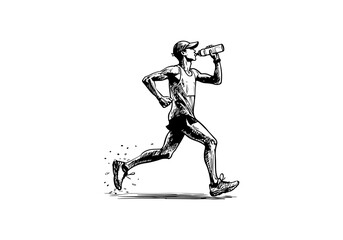 Marathon Runner hand drawn sketch vector illustration