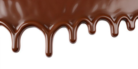 melted brown chocolate dripping  isolated  on white  background PNG. GENERATIVE AI