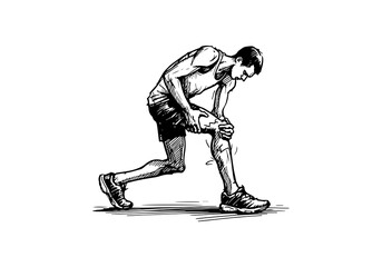 Fototapeta premium Marathon Runner hand drawn sketch vector illustration