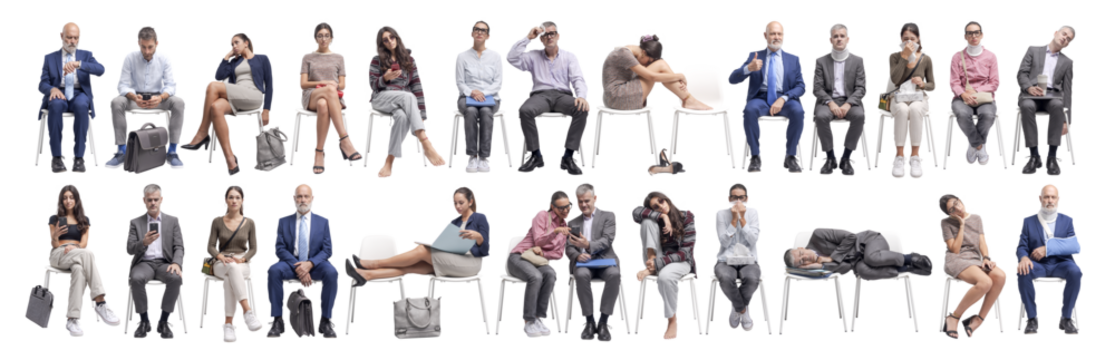 People sitting on a chair and waiting