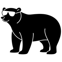 Polar bear wearing sunglasses silhouette vector illustration