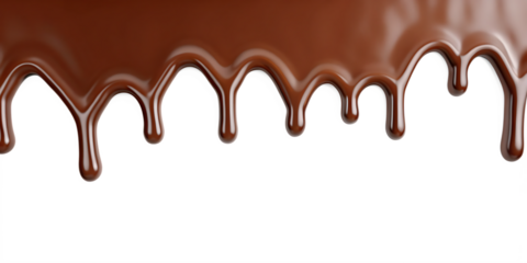 melted brown chocolate dripping  isolated  on white  background PNG. GENERATIVE AI