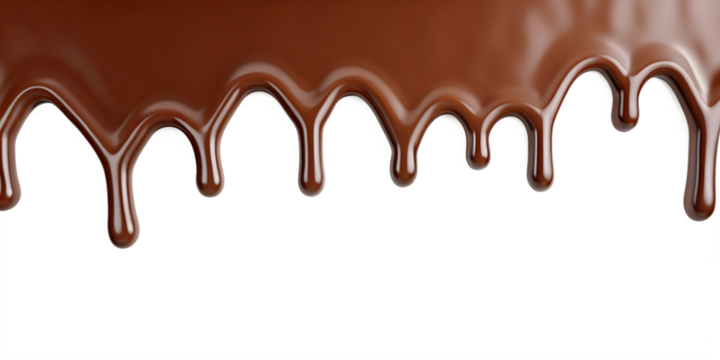 melted brown chocolate dripping  isolated  on white  background PNG. GENERATIVE AI