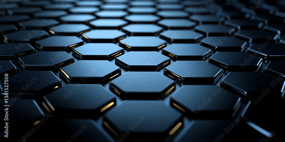 Poster abstract blue background with a futuristic hexagonal cube pattern for technology and business