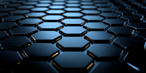 Obraz premium Abstract blue background with a futuristic hexagonal cube pattern for technology and business