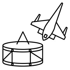 Fototapeta premium Snare drum stealth jet line art vector illustration