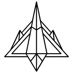 Triangle trainer jet line art vector illustration