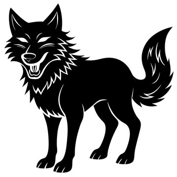 recommend clip art: Winking wolf silhouette vector illustration