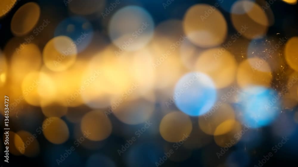 Wall mural abstract bokeh background with golden and blue circles on dark creating dreamy atmosphere