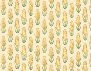 トウモロコシの水彩画風のパターン背景