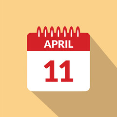 April 11 Calendar icon vector illustration.