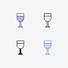 Wine Glass icons set Line and Glyph black vector icon