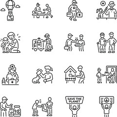 Bundle of Linear Style Humanitarian Icons 

