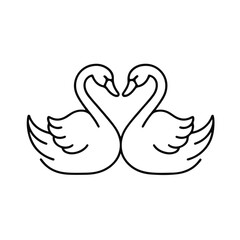 Obraz premium Two elegant swans forming a heart shape in a minimalist style 