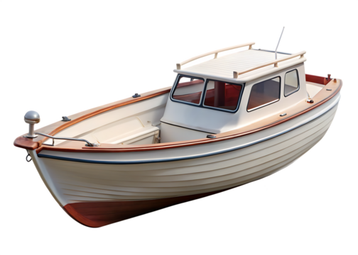 small boat isolated on transparent white background PNG. GENERATIVE AI - Powered by Adobe
