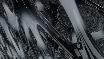 Black and white complex connective tissue structure (3D Rendering)