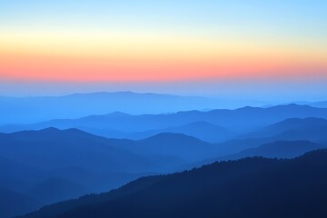 Obraz premium Sunrise over mountain ranges, tranquil view from high altitude, possible use for nature wallpaper