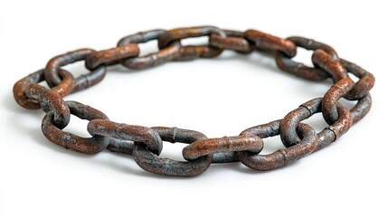 Obraz premium Rusty Chain: A Study in Texture and Time. A detailed close-up of an aged, weathered metal chain, showcasing its intricate links and rich patina.