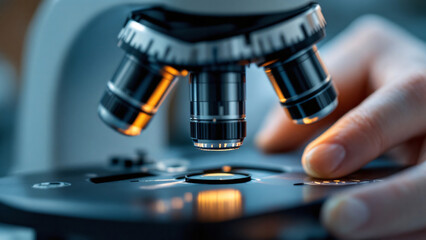 Macro shot of a microscope focusing on a slide