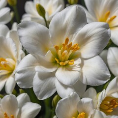 Obraz premium A stunning macro shot of a white freesia bloom with a golden center.