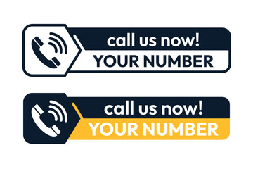 Call us now button, banner, icon, symbol, logo. Contact icons set.