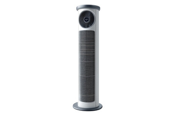 Sleek Tower Fan Offering A Cool Breeze On Hot Summer Days, Featuring A Modern Design With A Minimalist Aesthetic And A Subtle Gray And White Color Scheme Isolated on Transparent Background