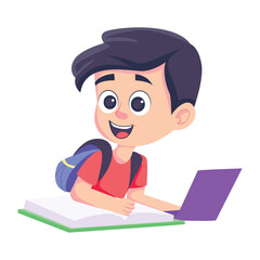 Reading a new lesson Vector Style Colored illustration. Eps 10 File 