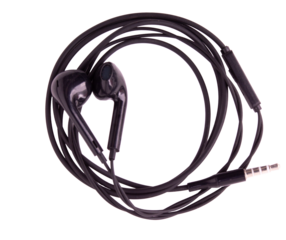 black earphones isolated on white background