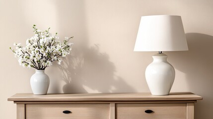 Elegant Home Decor with Floral Arrangement and Stylish Lamp