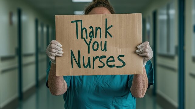 Diverse group expresses gratitude for nurses in a healthcare setting during the pandemic. National Nurses Day, National Student Nurse Day - Powered by Adobe