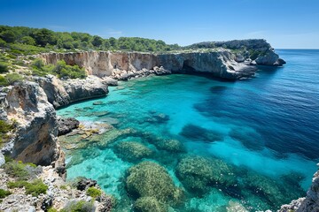 Fototapeta premium A breathtaking coastal landscape with turquoise