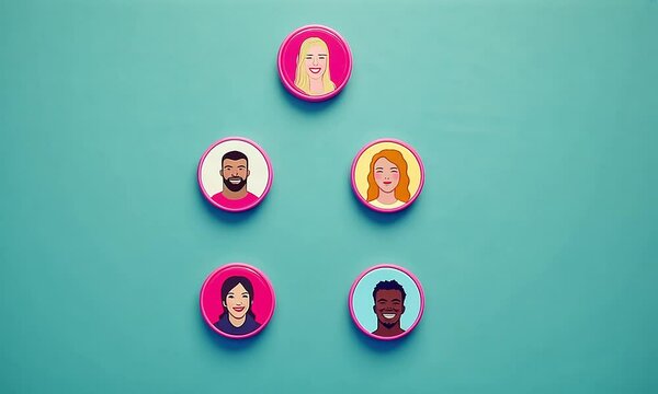 Diverse team hierarchy.  A visual representation of a company's organizational structure, showcasing a range of individuals