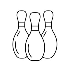 Fototapeta premium Bowling pins outline illustration in black and white 