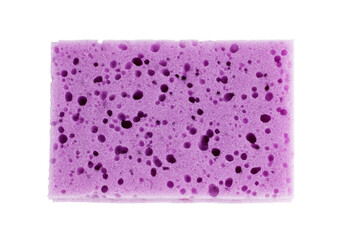 A purple sponge with many small holes on it