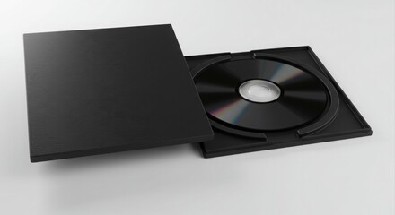 Fototapeta premium Black DVD case with disc inside.
