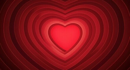 Red heart layered concentric circles.