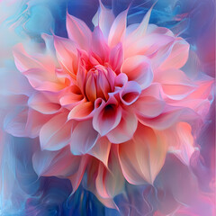 Obraz premium Vibrant blooming flower nature digital art colorful background close-up beauty and serenity