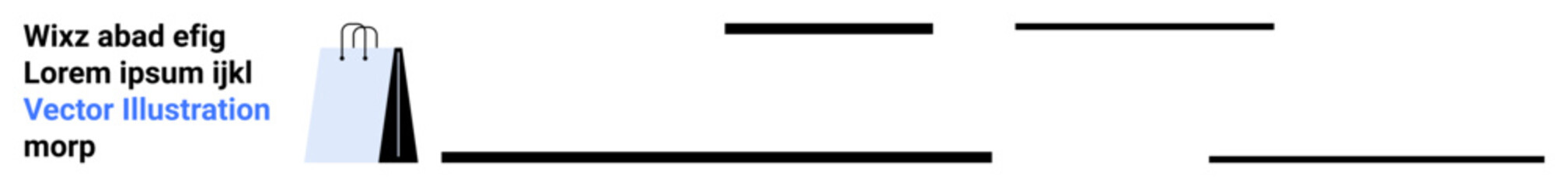 Paper bag beside placeholder text and aligned blocks for design layout. Ideal for retail, e-commerce, branding, marketing, publishing, blogging, minimal design, and simple landing page