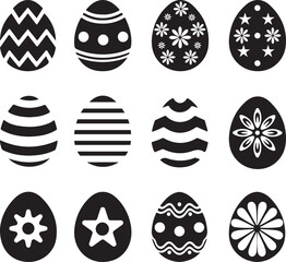 easter eggs sets silhouette vector